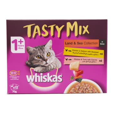 Whiskas Tasty Mix Of Land & Sea 70g [12 Pieces] 