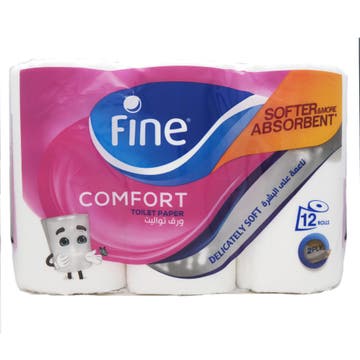 Fine Comfort 2 Ply Toilet Tissue 12 Rolls - 180's 