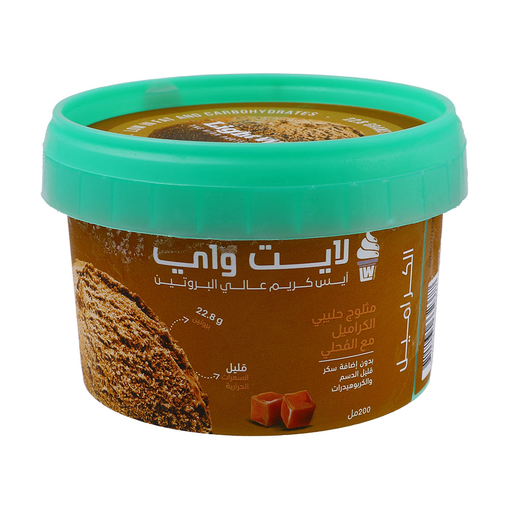 Light Whey Ice Cream Caramel Cup 200ml back image
