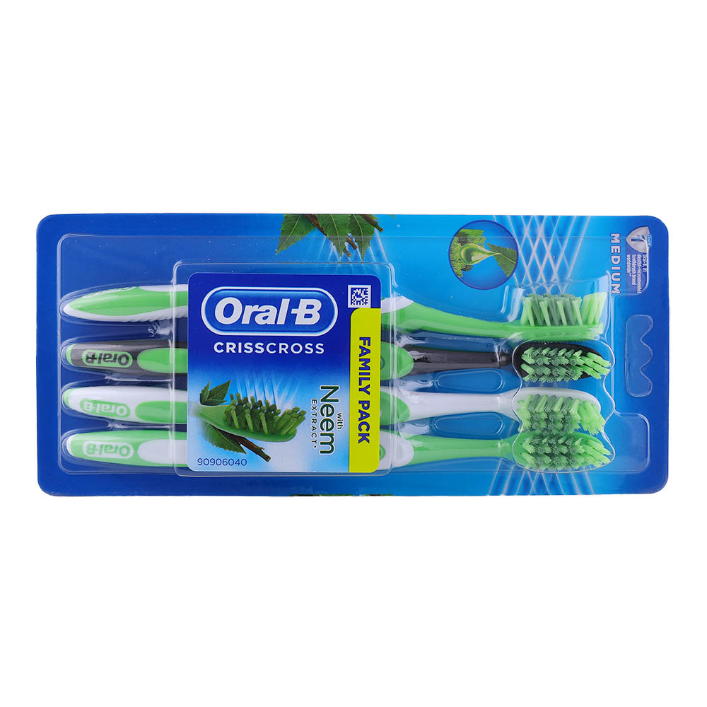 Oral-B Criss Cross Neem Medium Toothbrush 2+2 [Special Offer] 