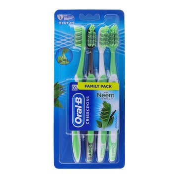Oral-B Criss Cross Neem Medium Toothbrush 2+2 [Special Offer] 