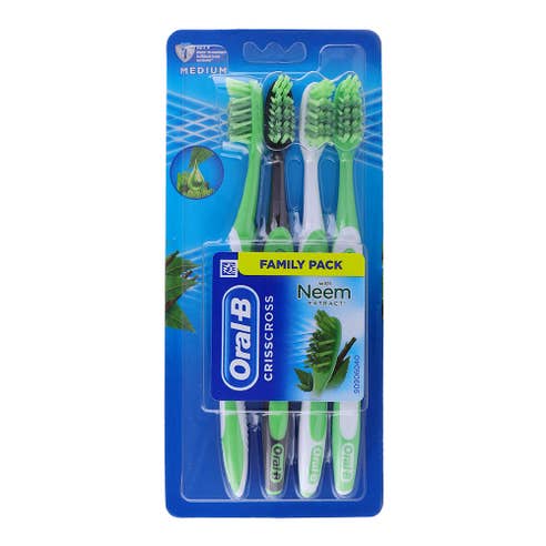 Oral-B Criss Cross Neem Medium Toothbrush 2+2 [Special Offer] 