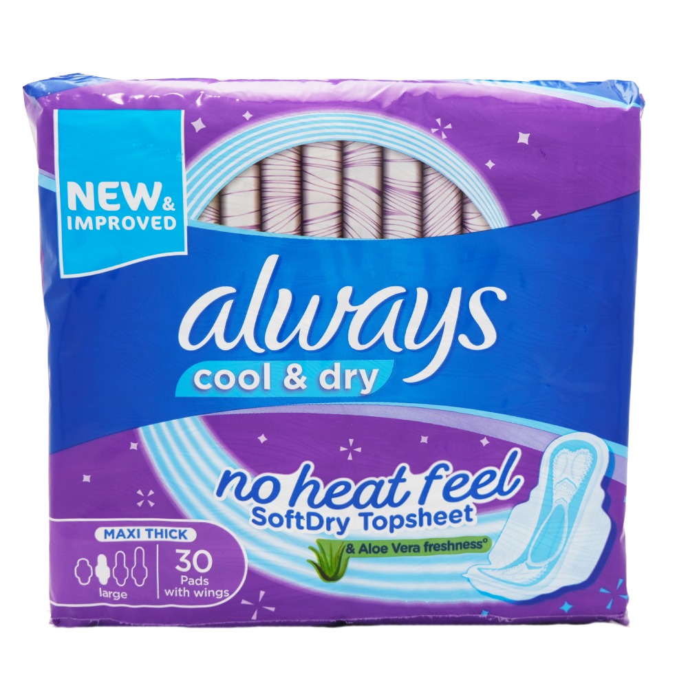 Always Cool & Dry Large Wings Pads [30 Pieces] 