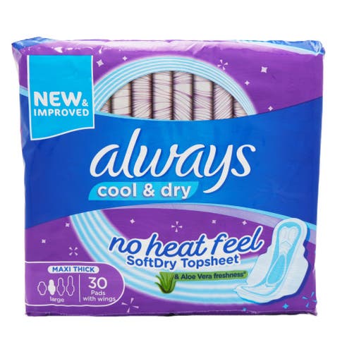 Always Cool & Dry Large Wings Pads [30 Pieces] 