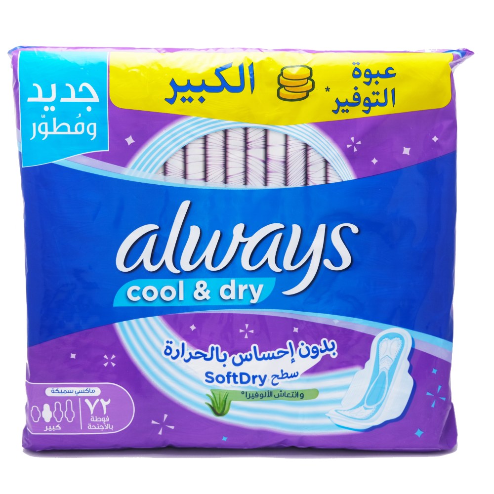 Always Cool & Dry Large Wings Pads [72 Pieces] back image