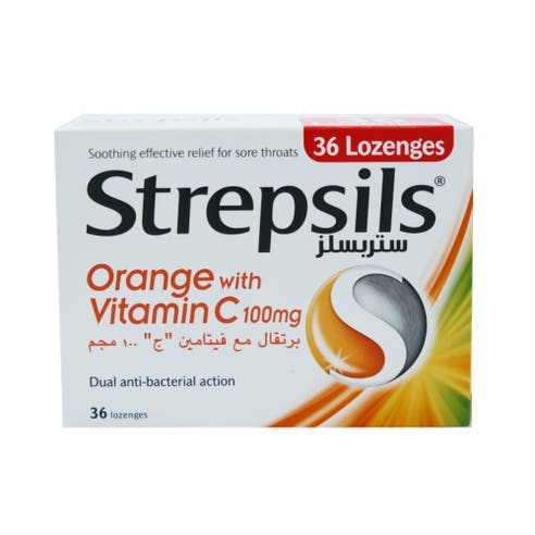 Strepsils Orange With Vitamin C Lozenges [36 Pieces] 
