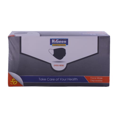 HiGeen Face Mask Disposable Black 50's 