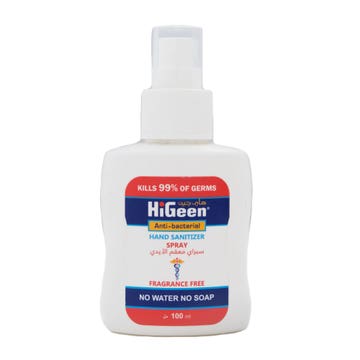HiGeen Hand Sanitizer Spray Fragrance Free 100ml 
