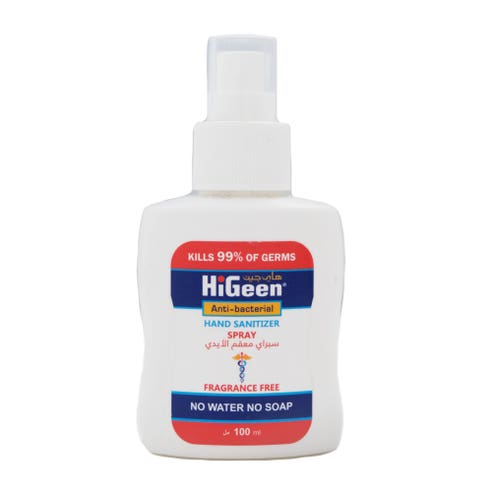 HiGeen Hand Sanitizer Spray Fragrance Free 100ml 