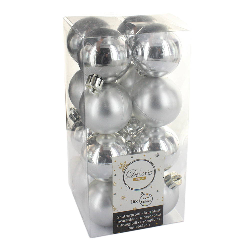 Fizzco Silver Baubles Shatterproof 16X40Mm