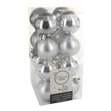Fizzco Silver Baubles Shatterproof 16X40Mm 