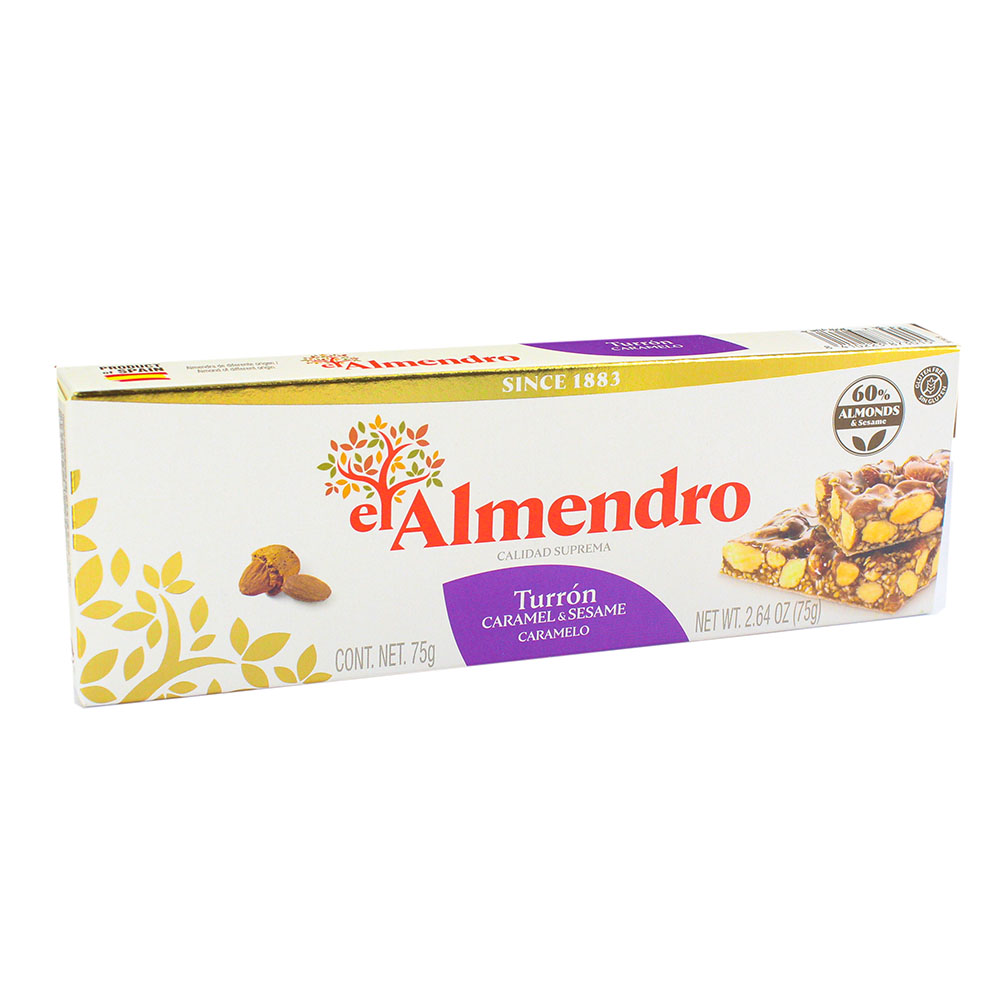 El Almendro Turron Caramel & Sesame Caramelo Crunchy Almond 75g