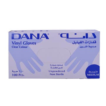 Dana Clear Medium Vinyl Gloves 100's 