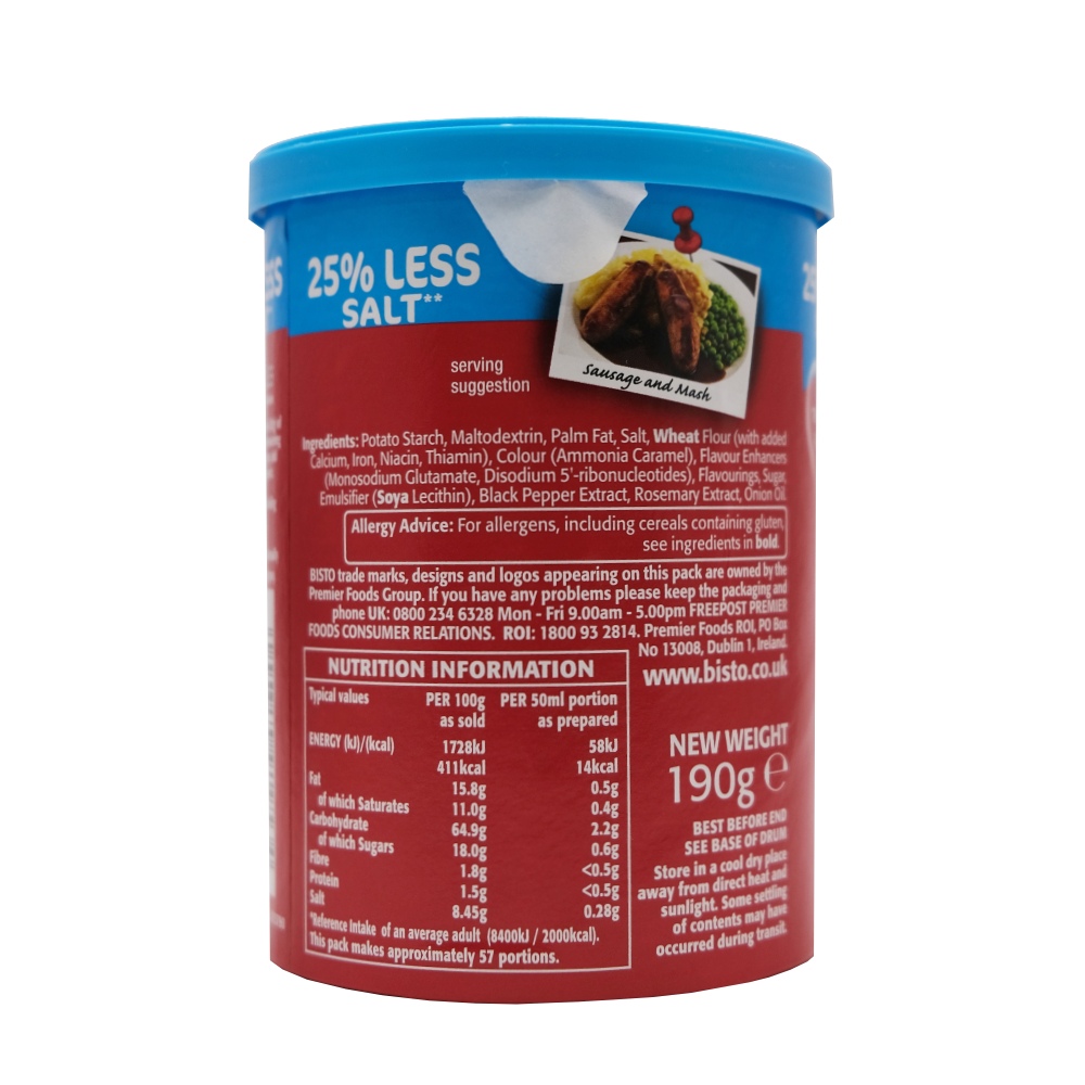 Bisto Reduced Salt Gravy Granules 190g right side image