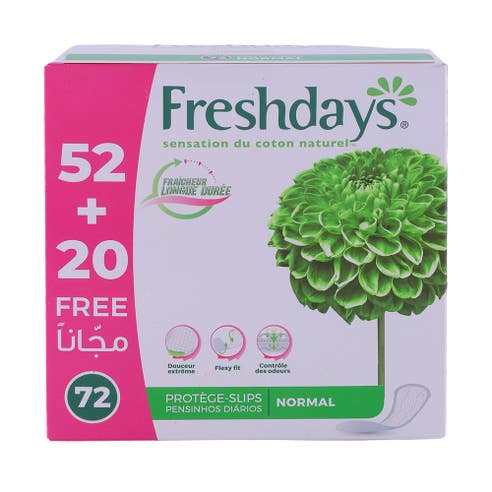 Freshdays Panty Liners Normal [52 Pieces + 20 Pieces] 
