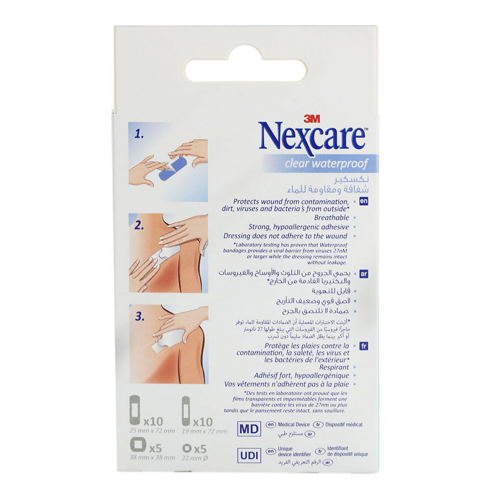 Nexcare Waterproof Bandages 30's back image