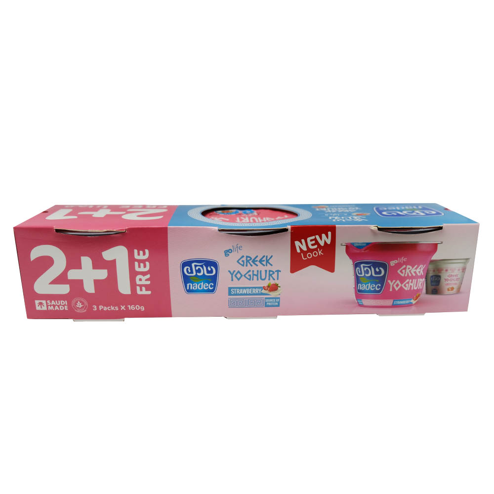 Nadec Strawberry Greek Yoghurt 3x160g [Special Offer] back image