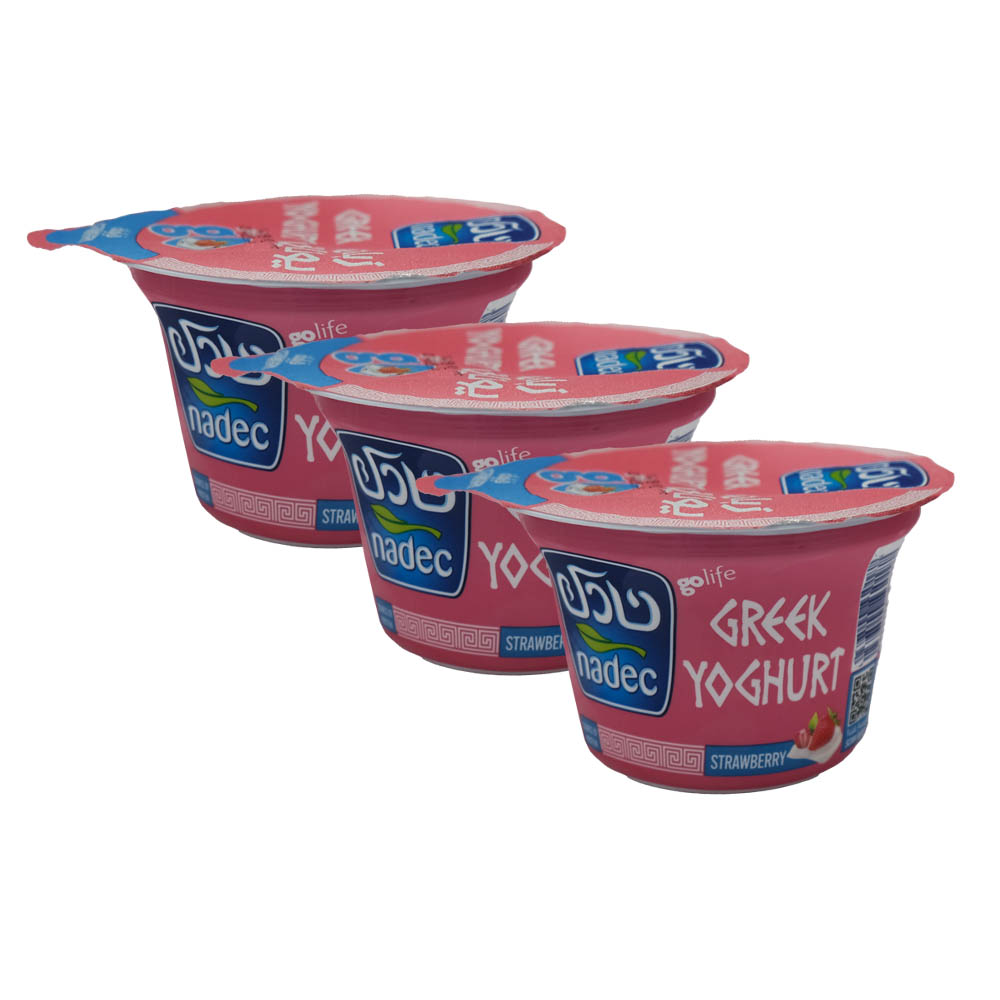 Nadec Strawberry Greek Yoghurt 3x160g [Special Offer] right side image