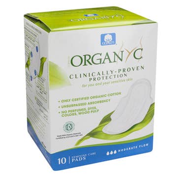 Organyc Cotton Sanitary Pads Moderate Flow 10's 