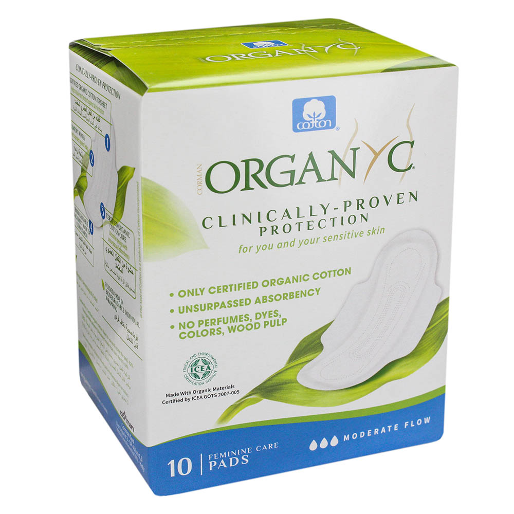 Organyc Cotton Sanitary Pads Moderate Flow 10's 