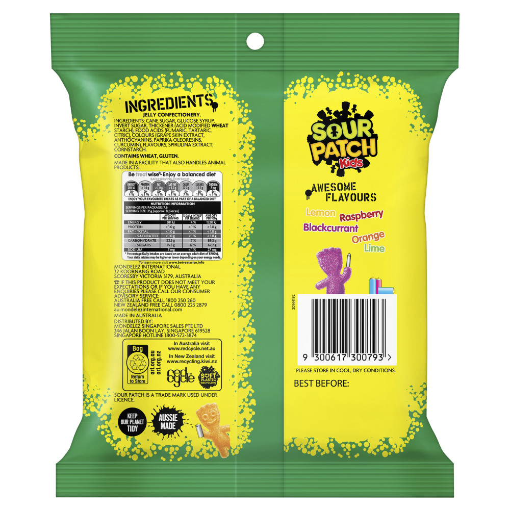 Sour Patch Kids Jellies 220g back image