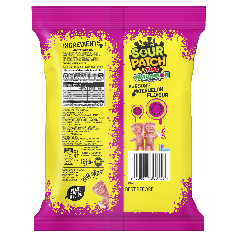 Sour Patch Watermelon Flavored Sweets 220g back image