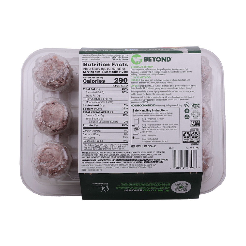 Beyond Meatballs Italian Style Meat Balls 580g back image