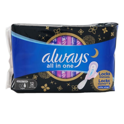 Always All-In-1 Ultra Thin Night Pads With Flexi Wings [12 Pieces] 