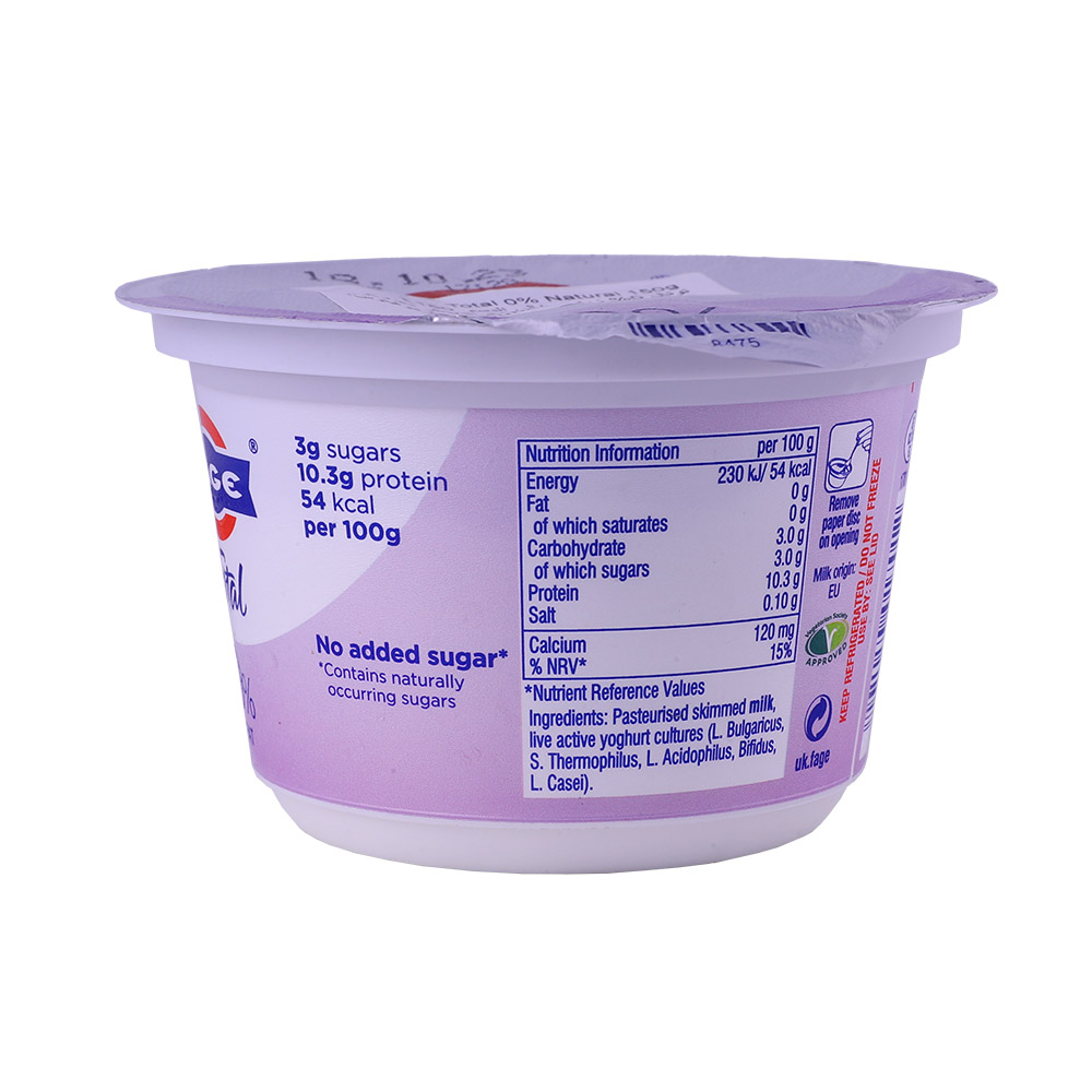 Fage Total 0% Fat Yoghurt 150g back image