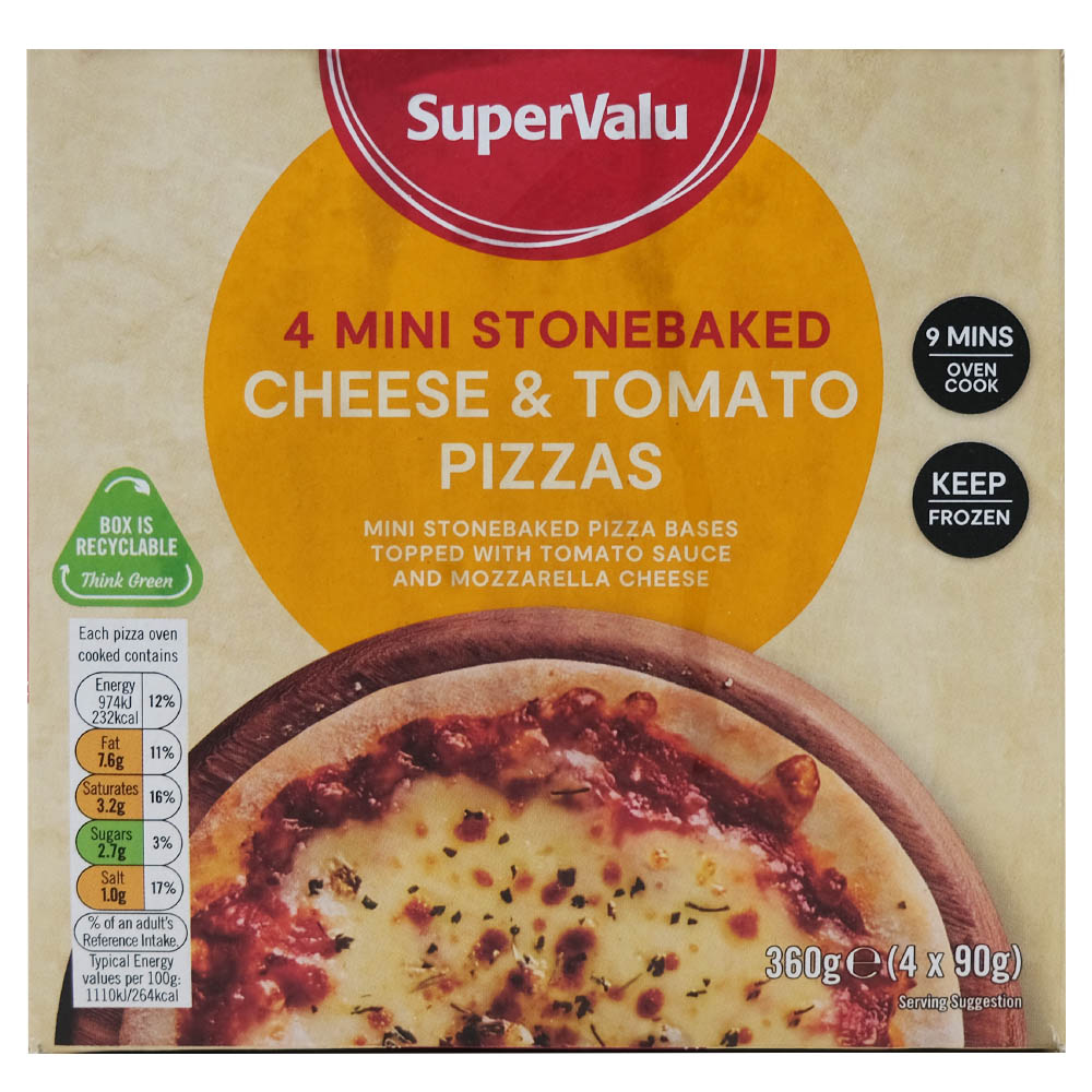 Supervalu Stonebaked Cheese & Tomato Mini Pizza 360g 