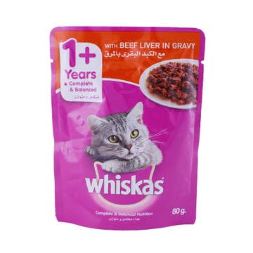 Whiskas Beef Liver in Gravy Cat Food 80g 