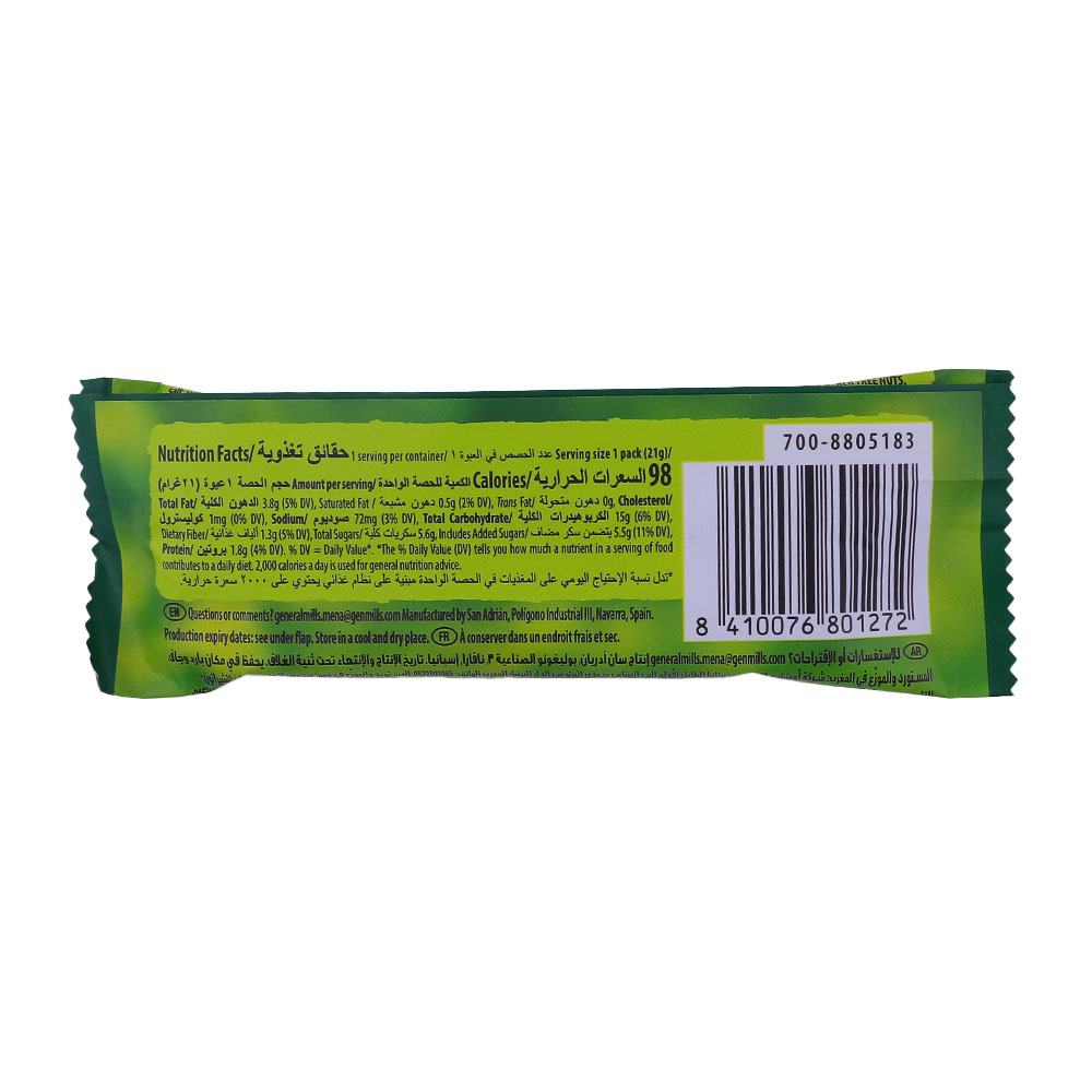 Nature Valley Singles Oats & Honey Bar 21g back image