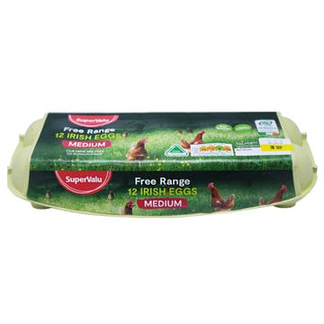 SuperValu Free Range Medium Irish Eggs 12 Pieces 