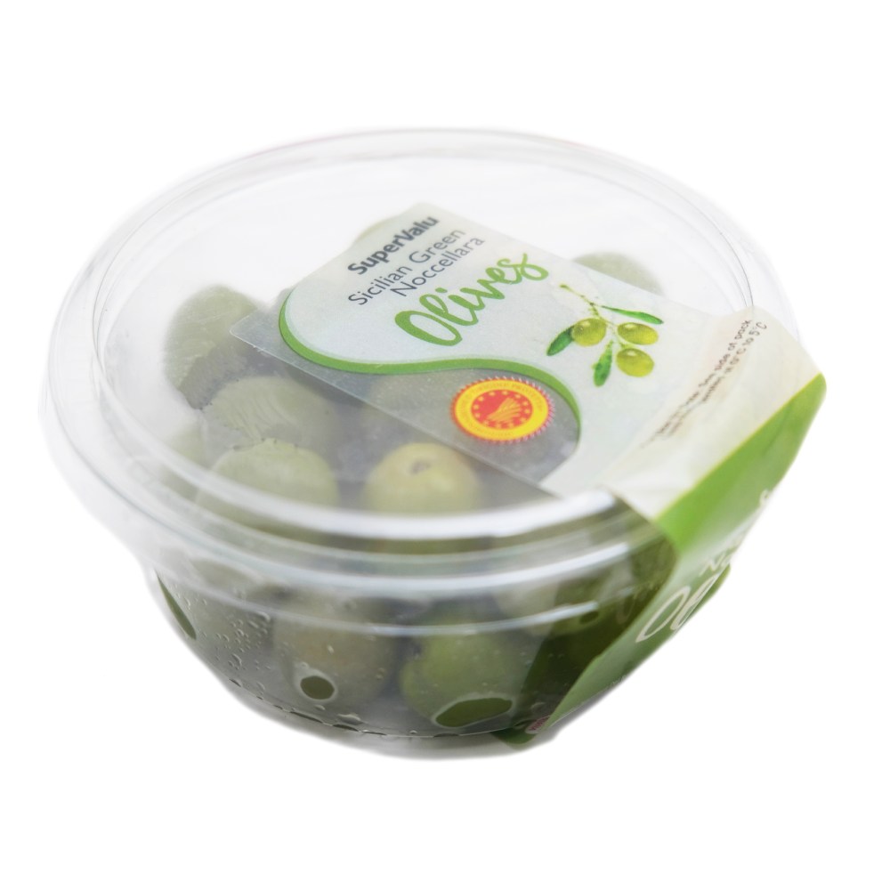 SuperValu Sicilian Green Nocellara Olives 150g left side image
