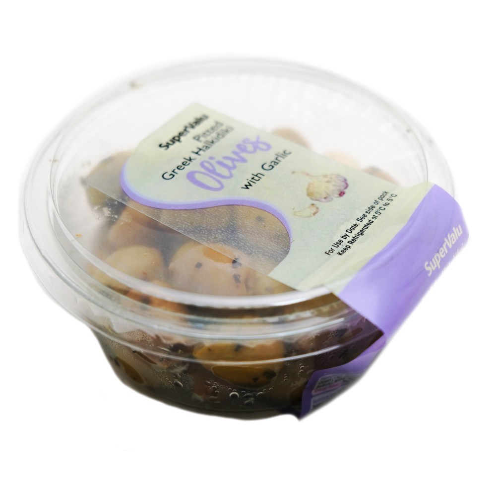 SuperValu Halkidiki Green Olives With Garlic 150g left side image