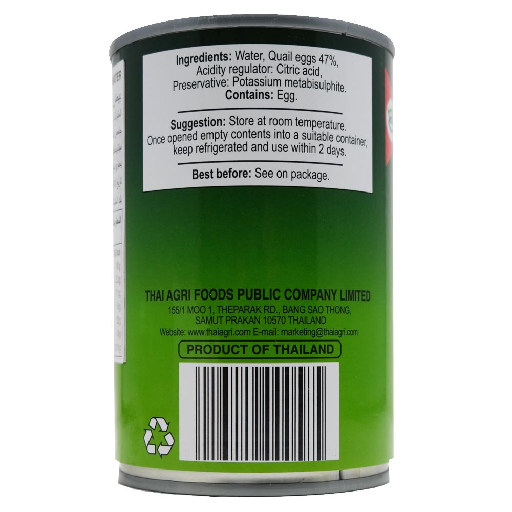 Aroy-D Quail Eggs in Water 425g back image