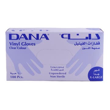 Dana Unpowdered Non-Sterile Clear Vinyl Gloves XL [100 Pieces] 