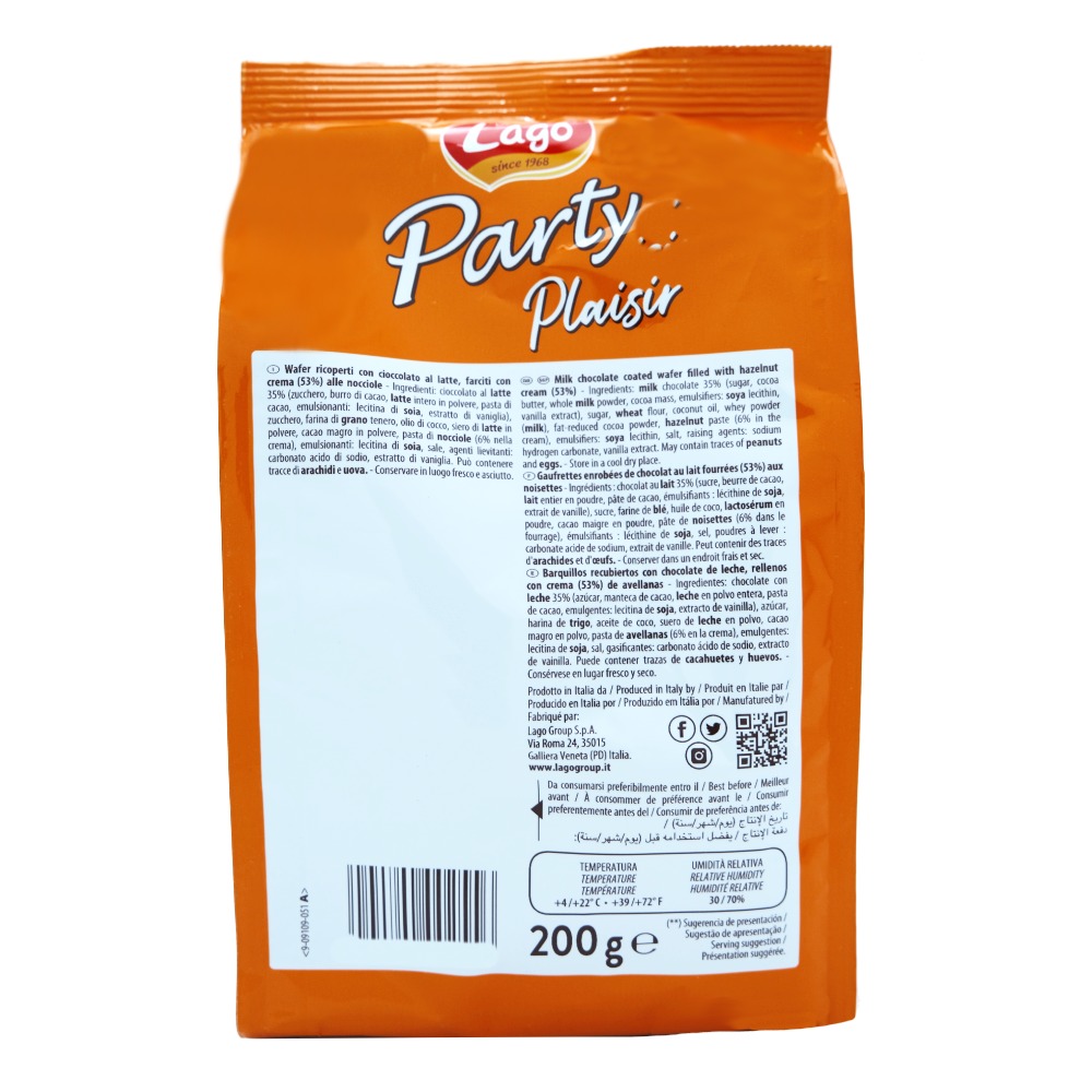 Lago Party Wafers Plaizir Milk 250g back image