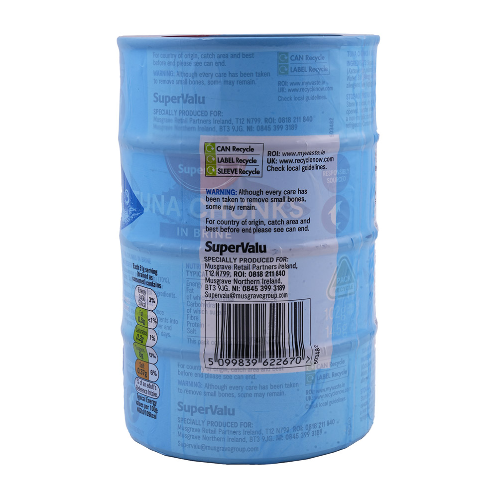 SuperValu Tuna Chunks In Brine 160g [4 Pack] back image