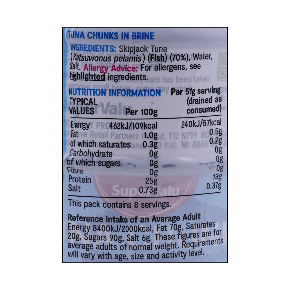SuperValu Tuna Chunks In Brine 160g [4 Pack] right side image