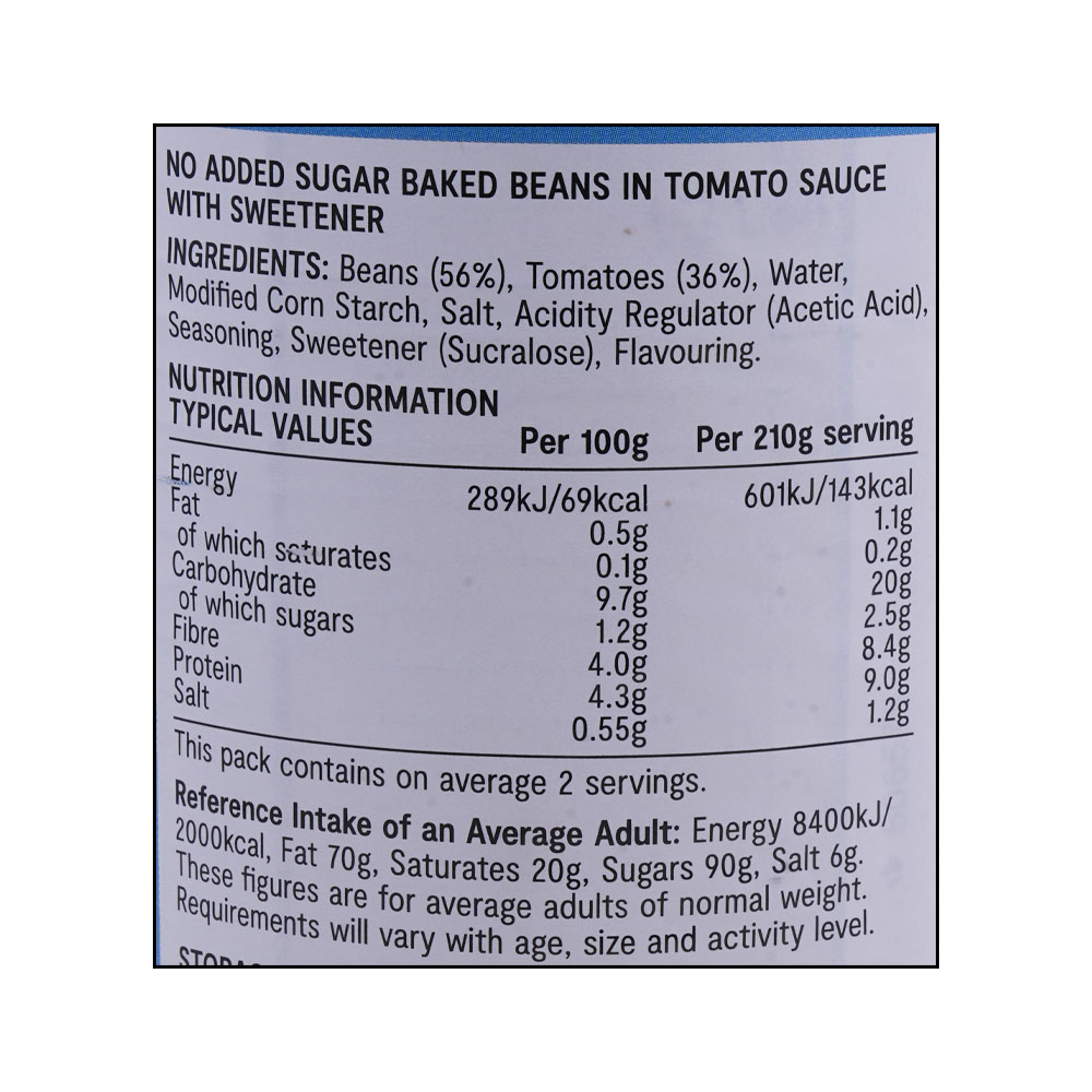 SuperValu No Added Sugar Beans In Tomato Sauce 420g right side image