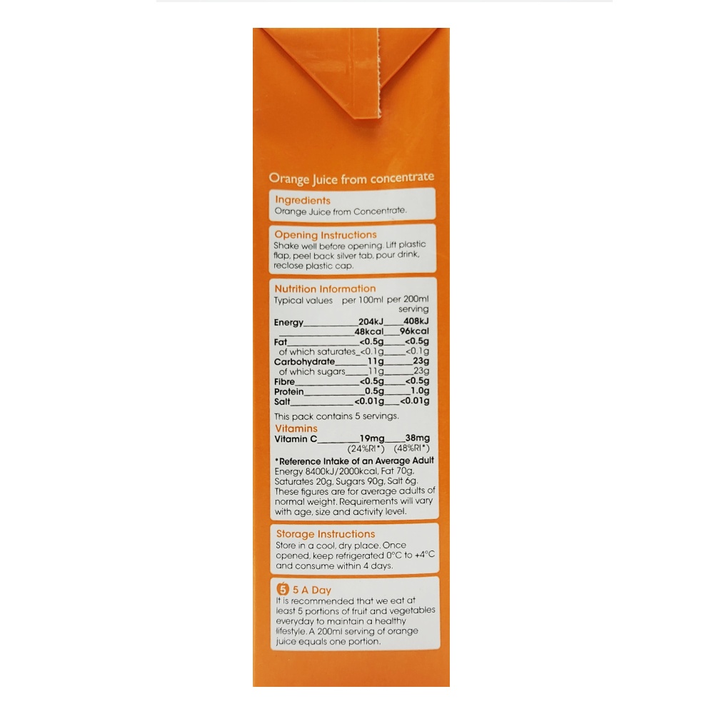 SuperValu Orange Juice Drink 1L back image