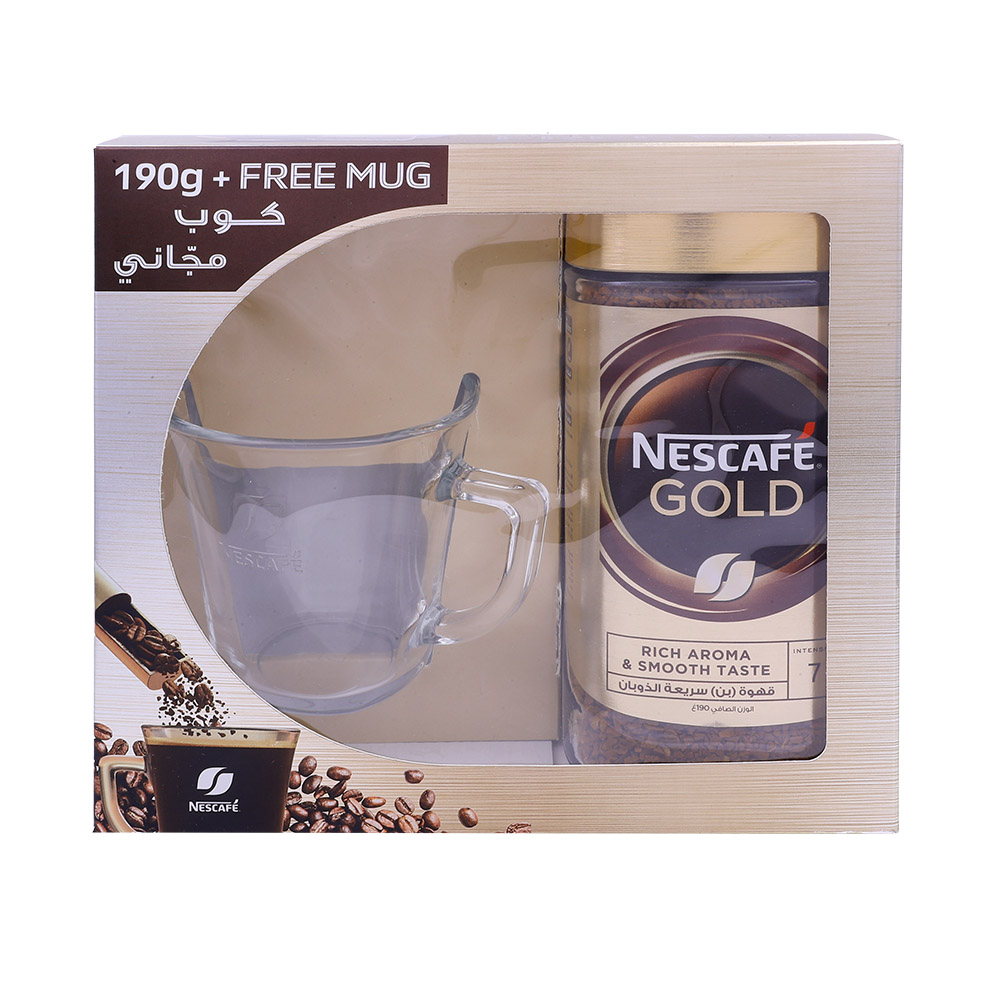 Nescafe Gold Rich Aroma & Smooth Taste Coffee 190g + Free Mug [Special Offer]