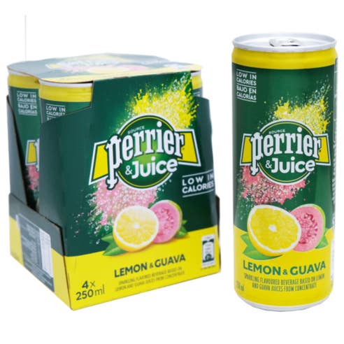 Perrier Lemon & Guava Juice Can 250ml [4 Pack] 