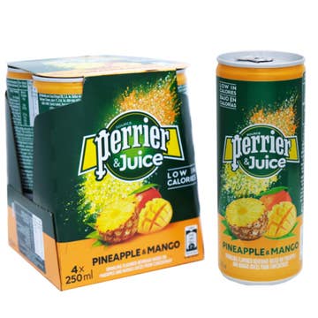 Perrier Pineapple & Mango Juice Can 250ml [4 Pack] 