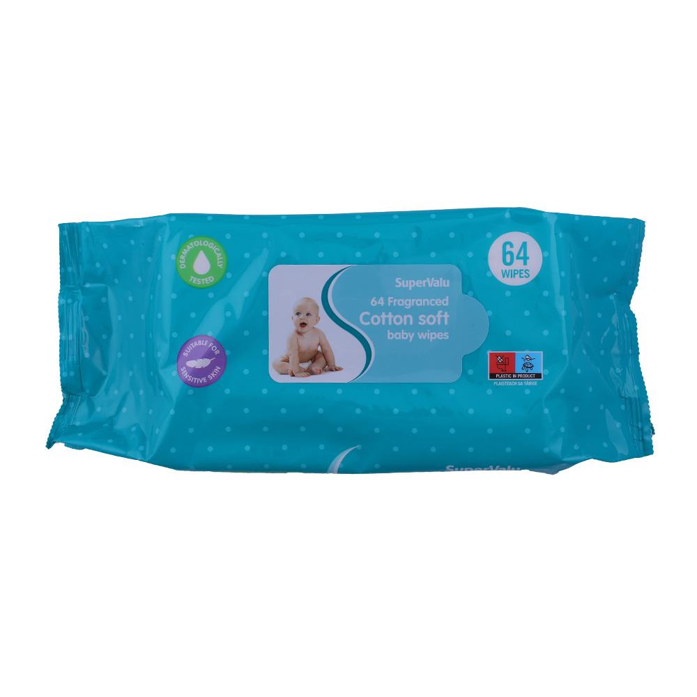 SuperValu Fragranced Cotton Soft Baby Wipes 64 Sheets