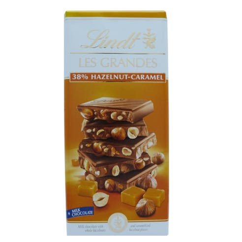 Lindt Les Grandes 38% Hazelnut Caramel Chocolate 150g 