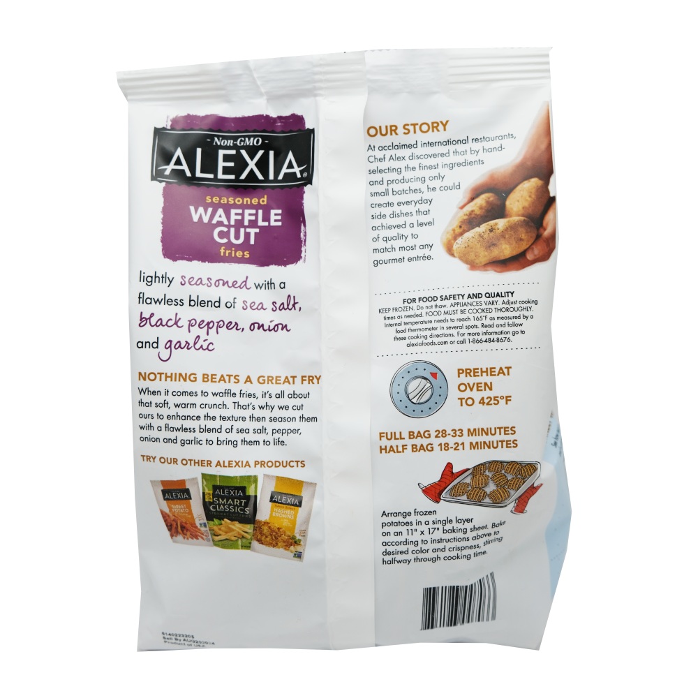Alexia Waffle Cut Seasoned Fries 566g back image