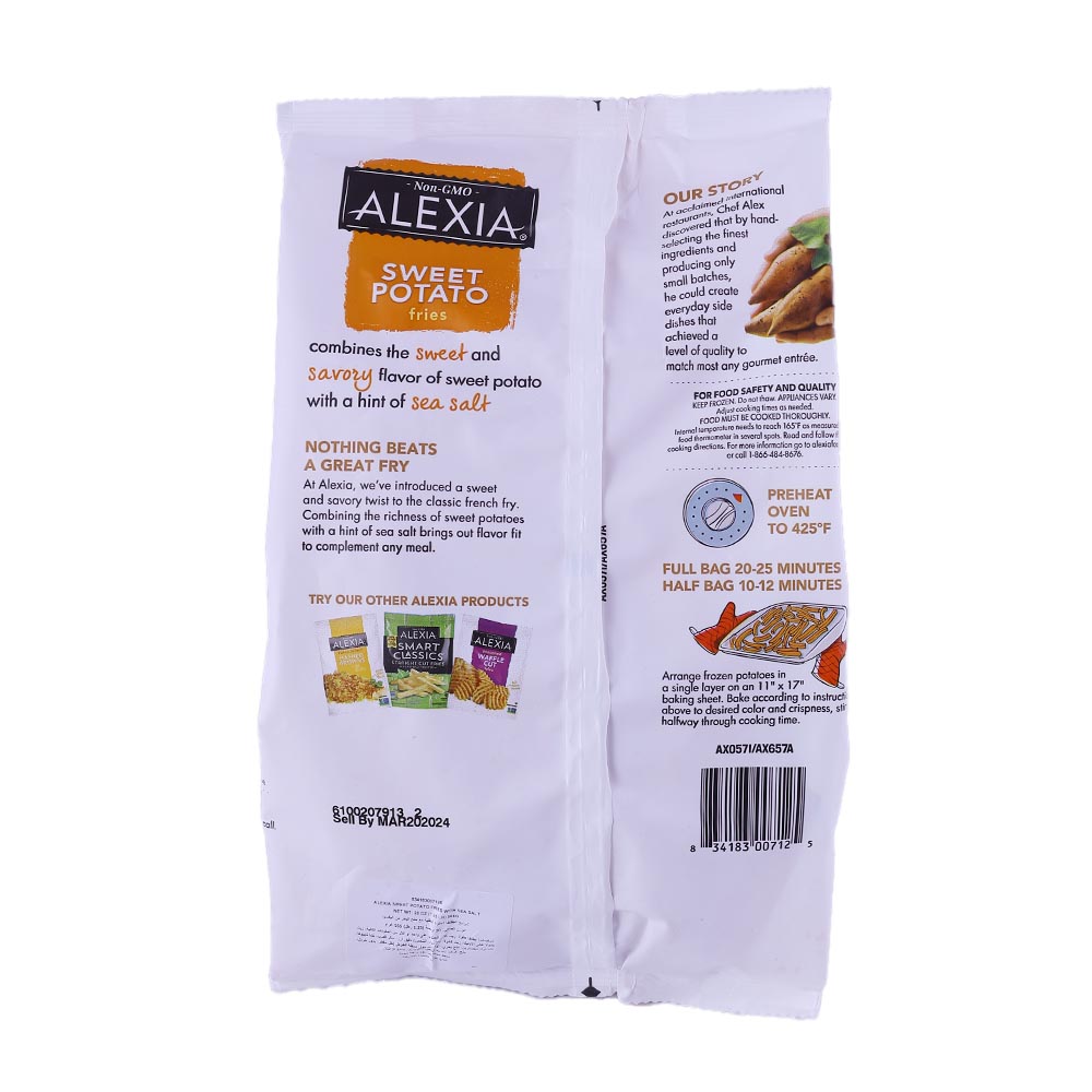 Alexia Sweet Potato Fries with Sea Salt 566g back image