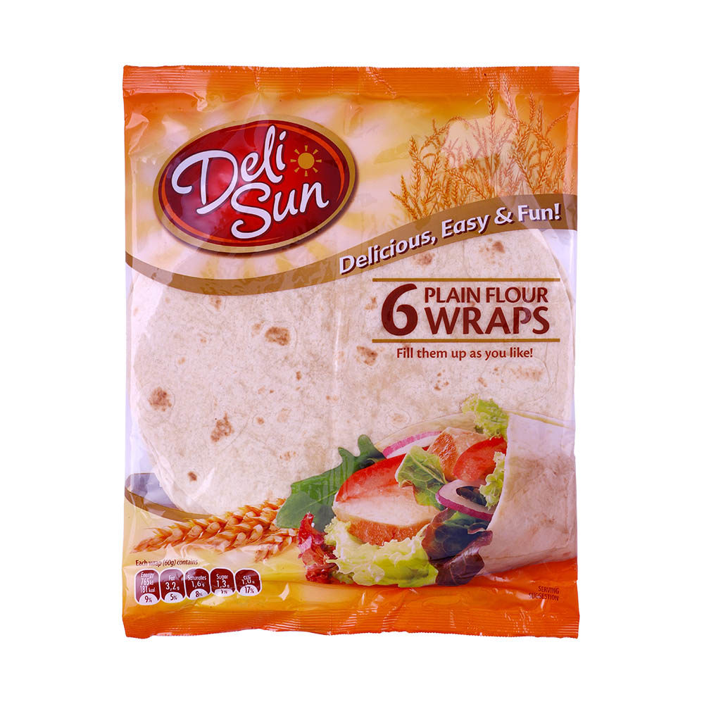 Deli Sun 6 Plain Flour Wraps Large 360g 